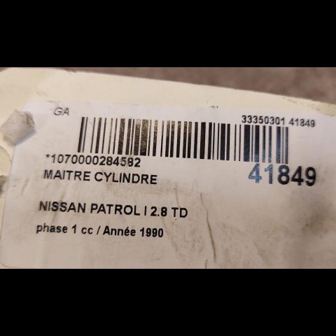 Maitre cylindre occasion NISSAN PATROL I phase 1 07-1989->02-2000 2.8 TD 115ch 2