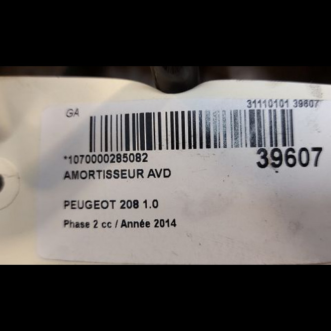 Amortisseur avant droit occasion PEUGEOT 208 Phase 2 04-2015->... 1.0 PURETECH 68ch 2