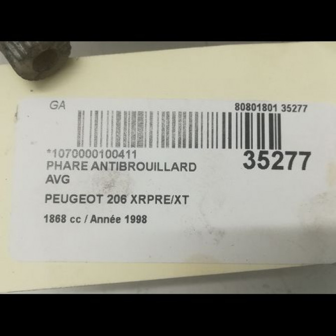 Phare antibrouillard avant gauche occasion PEUGEOT 206 Phase 1 09-1998->03-2009 1.9 D 3