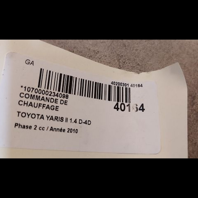 Commande de chauffage occasion TOYOTA YARIS II Phase 2 01-2009->05-2011 1.4 D-4D 90ch 559000D220B0 3