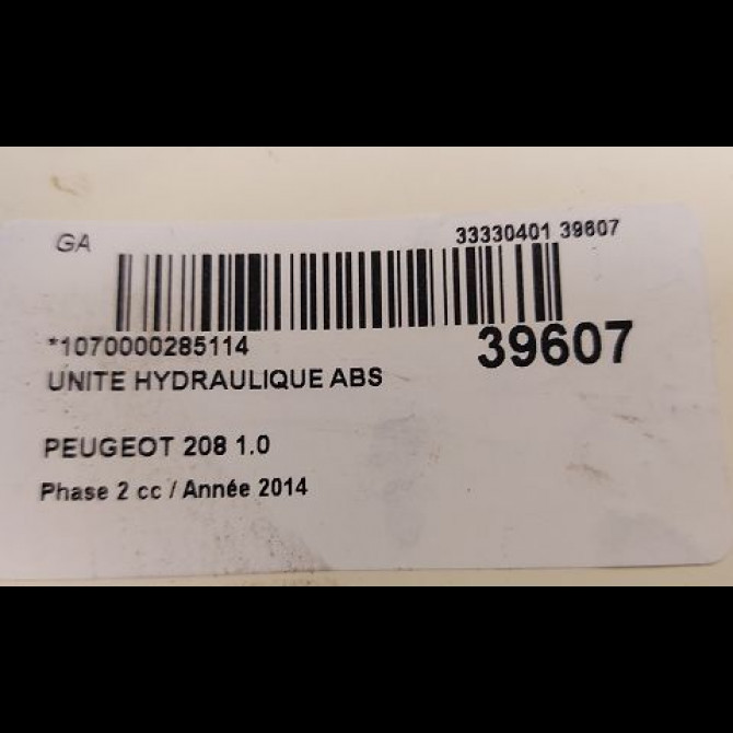 Unité hydraulique ABS occasion PEUGEOT 208 Phase 2 04-2015->... 1.0 PURETECH 68ch 4