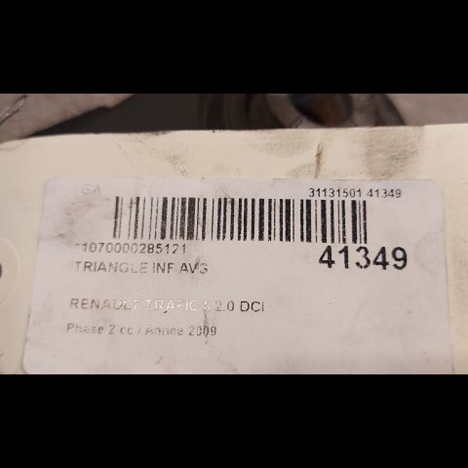 Triangle inf avg occasion RENAULT TRAFIC II Phase 2 08-2006->... 2.0 DCI 16v 115ch 3