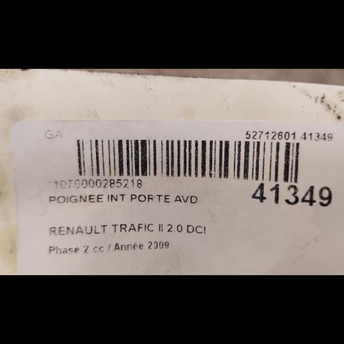 Poignee int porte avd occasion RENAULT TRAFIC II Phase 2 08-2006->... 2.0 DCI 16v 115ch 3