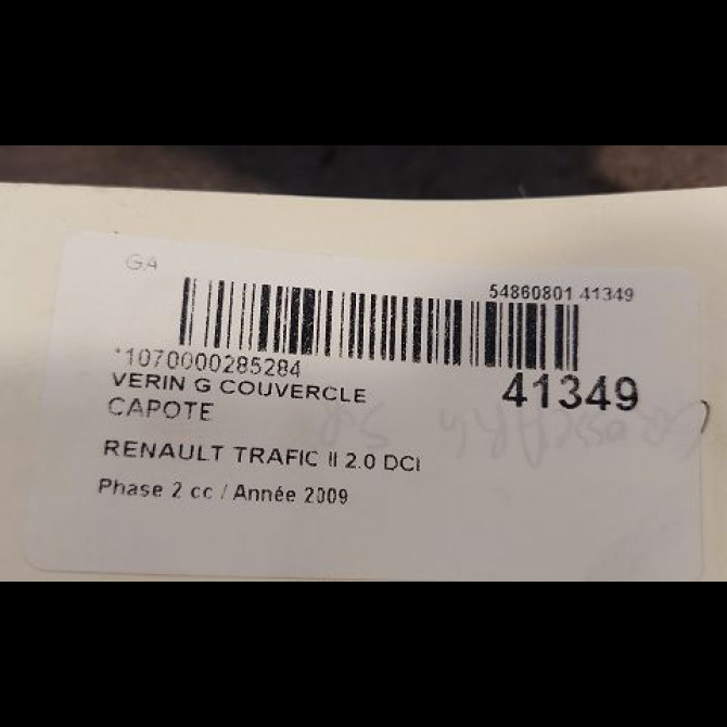Verin g couvercle capote occasion RENAULT TRAFIC II Phase 2 08-2006->... 2.0 DCI 16v 115ch 2