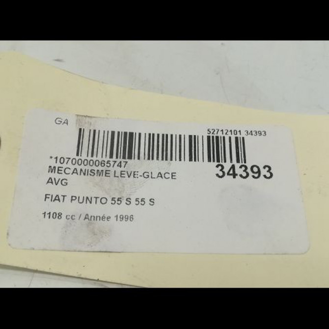 Mécanisme lève-glace avant gauche occasion FIAT PUNTO I Phase 1 11-1993->10-1999 55 46736435 5