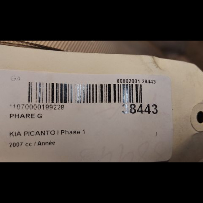 Phare gauche occasion KIA PICANTO I Phase 1 05-2004->12-2007 9210107060 3