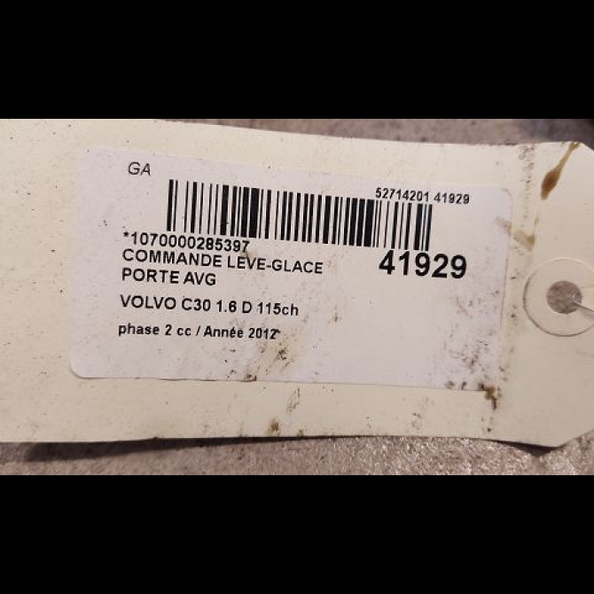 Commande lève-glace porte avant gauche occasion VOLVO C30 Phase 1 04-1995->04-1999 1.6 D 115ch 3