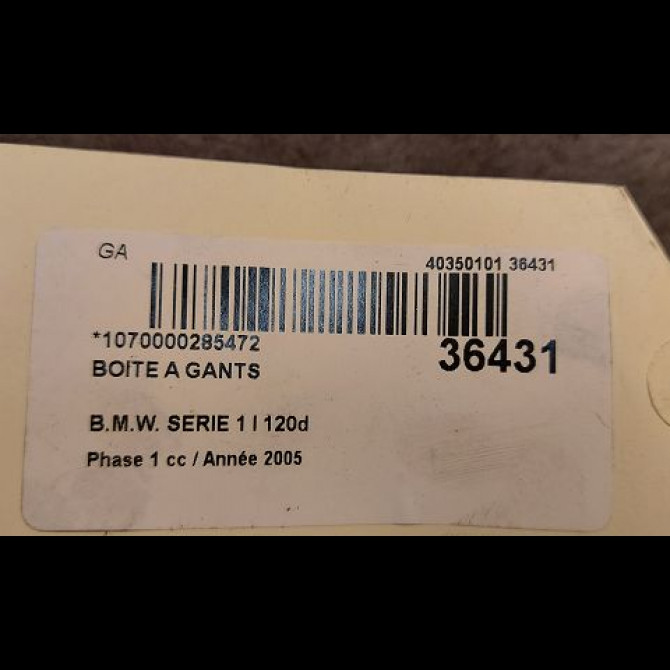 Boite à gants occasion B.M.W. SERIE 1 I Phase 1 05-2004->12-2006 120d 51167135697 3