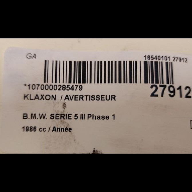 Klaxon  / avertisseur occasion B.M.W. SERIE 5 III Phase 1 02-1988->06-1994 4