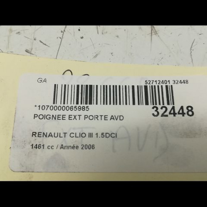 Poignee ext porte avd occasion RENAULT CLIO III Phase 1 09-2005->03-2009 1.5 DCI 70ch 7701475754 4