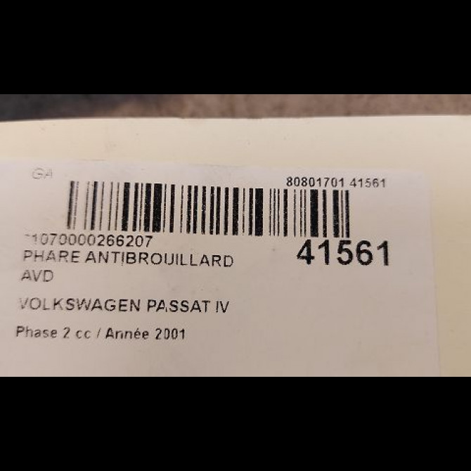 Phare antibrouillard avant droit occasion VOLKSWAGEN PASSAT IV Phase 2 10-2000->03-2005 1.9 TDI 130ch 3B7941700A 3