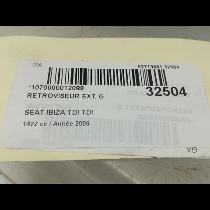 Retroviseur exterieur gauche occasion SEAT IBIZA III Phase 2 03-2006->06-2009 1.4 TDI 80ch 6L1857507AD9B9 3