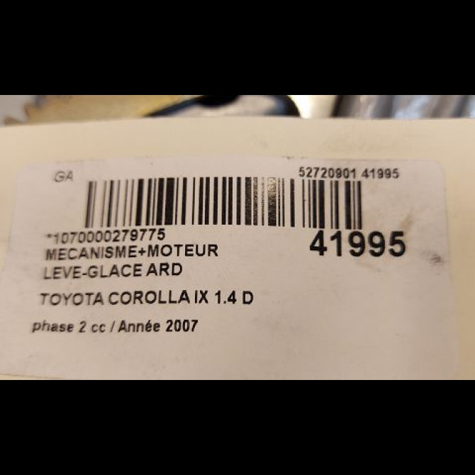 Mecanisme+moteur leve-glace ard occasion TOYOTA COROLLA IX phase 2 07-2004->08-2007 1.4 D 90ch 6983002090 3