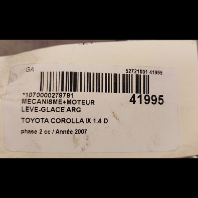 Mecanisme+moteur leve-glace arg occasion TOYOTA COROLLA IX phase 2 07-2004->08-2007 1.4 D 90ch 6984002090 3