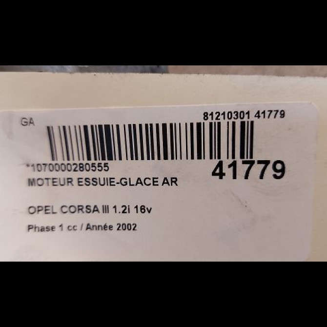 Moteur essuie-glace arrière occasion OPEL CORSA III Phase 1 10-2000->08-2003 1.2i 16v 9132802 3