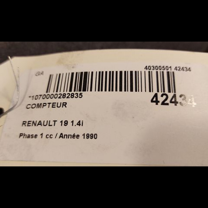 Compteur occasion RENAULT 19 Phase 1 07-1989->04-1992 1.4i 7700784064 3