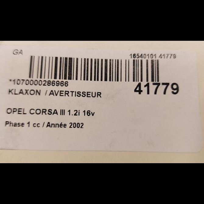 Klaxon  / avertisseur occasion OPEL CORSA III Phase 1 10-2000->08-2003 1.2i 16v 13173097 3