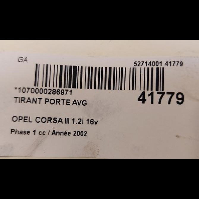 Tirant porte avg occasion OPEL CORSA III Phase 1 10-2000->08-2003 1.2i 16v 24413389 3