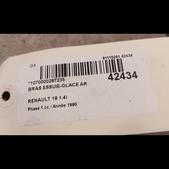 Bras essuie-glace arrière occasion RENAULT 19 Phase 1 07-1989->04-1992 1.4i 7701034426 2