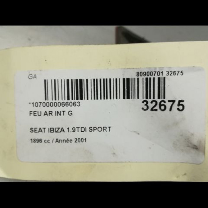Feu arrière interieur gauche occasion SEAT IBIZA II Phase 3 09-1999->03-2002 1.9 TDI 110ch 6K6945107C 3