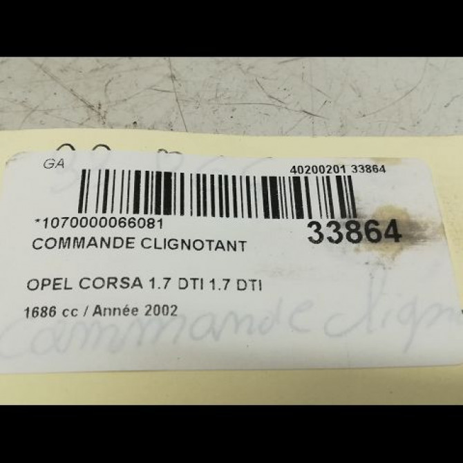 Commande clignotant occasion OPEL CORSA III Phase 1 10-2000->08-2003 1.7 DI 16v 9185413 4