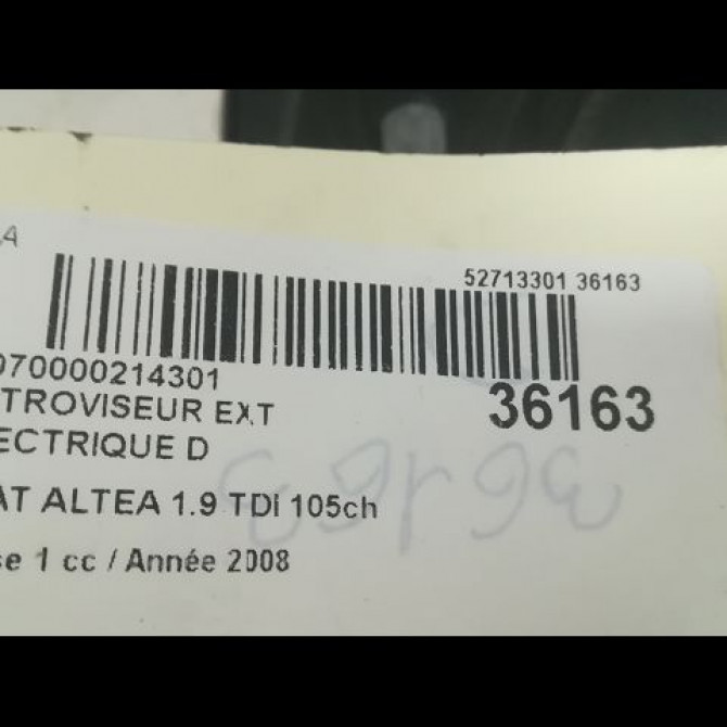 Retroviseur exterieur electrique droit occasion SEAT ALTEA Phase 1 04-2004->05-2009 1.9 TDI 105ch 5P1857508K9B9 3