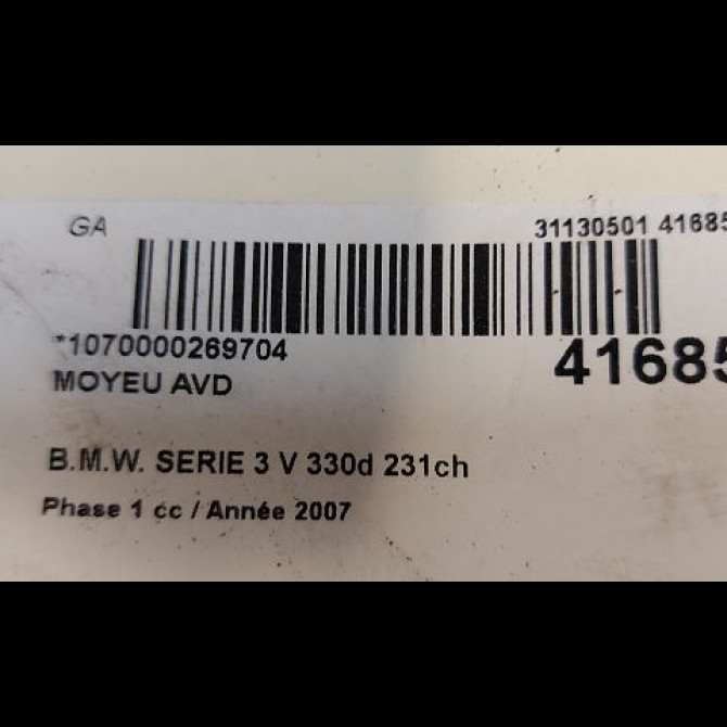 Moyeu avd occasion B.M.W. SERIE 3 V Phase 1 03-2005->09-2008 330d 231ch 31226783913 3