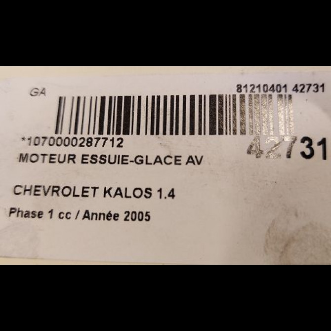 Moteur essuie-glace avant occasion CHEVROLET KALOS Phase 1 03-2005->05-2008 1.4 85ch 96540503 3