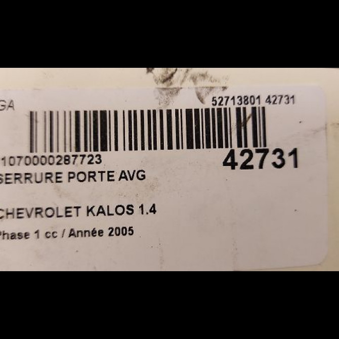 Serrure porte avg occasion CHEVROLET KALOS Phase 1 03-2005->05-2008 1.4 85ch 96272643 3