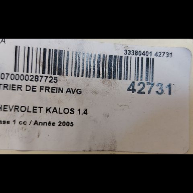 Etrier de frein avant gauche occasion CHEVROLET KALOS Phase 1 03-2005->05-2008 1.4 85ch 42365537 3