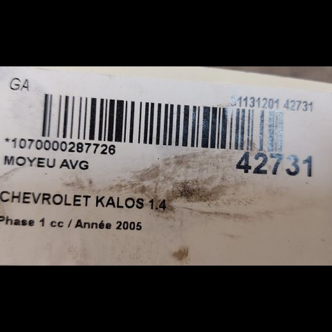 Moyeu avg occasion CHEVROLET KALOS Phase 1 03-2005->05-2008 1.4 85ch 94535249 3