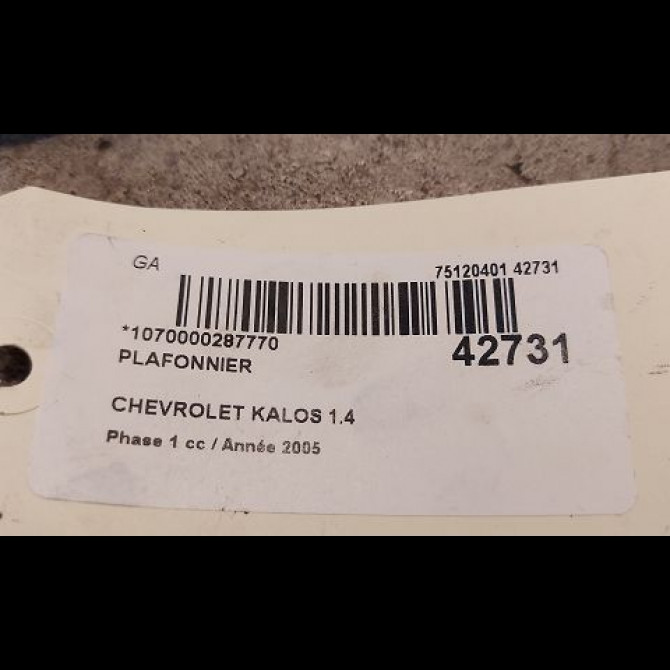 Plafonnier occasion CHEVROLET KALOS Phase 1 03-2005->05-2008 1.4 85ch 96650546 3