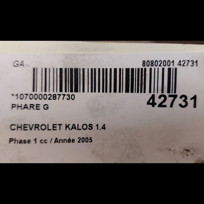 Phare gauche occasion CHEVROLET KALOS Phase 1 03-2005->05-2008 1.4 85ch 96408154 3