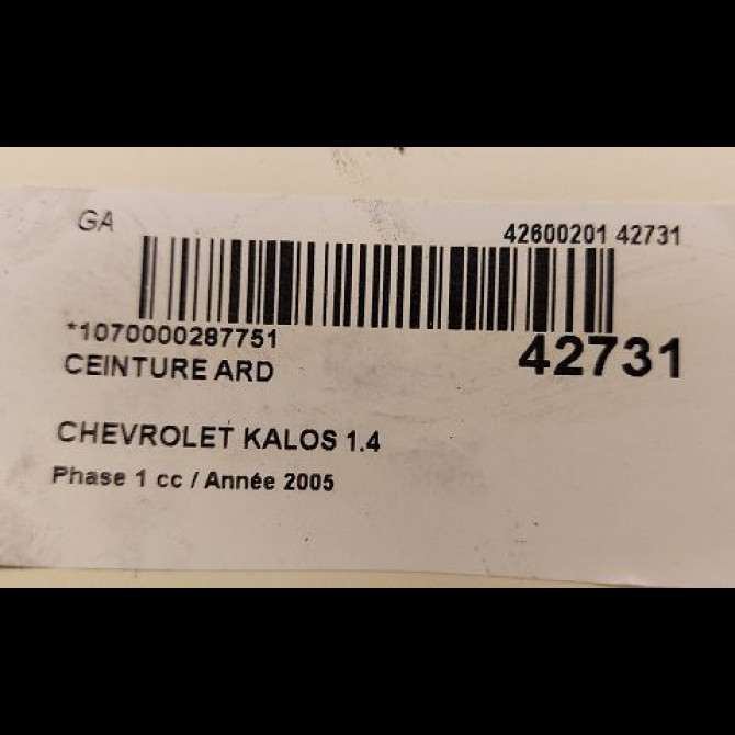 Ceinture arrière droite occasion CHEVROLET KALOS Phase 1 03-2005->05-2008 1.4 85ch 96454827 4
