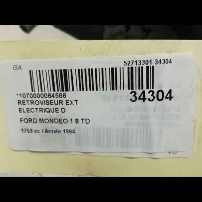 Retroviseur exterieur electrique droit occasion FORD MONDEO I Phase 1 01-1993->09-1996 1.8 TD 3