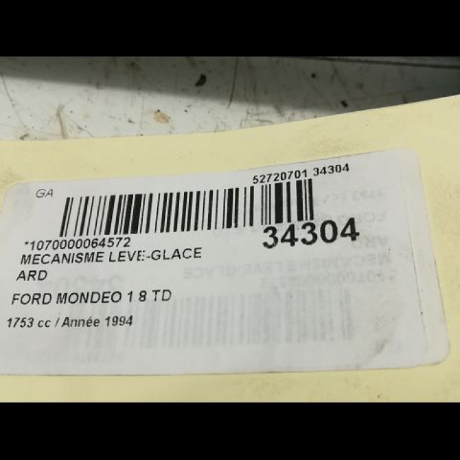 Mecanisme leve-glace arrière droit occasion FORD MONDEO I Phase 1 01-1993->09-1996 1.8 TD 5