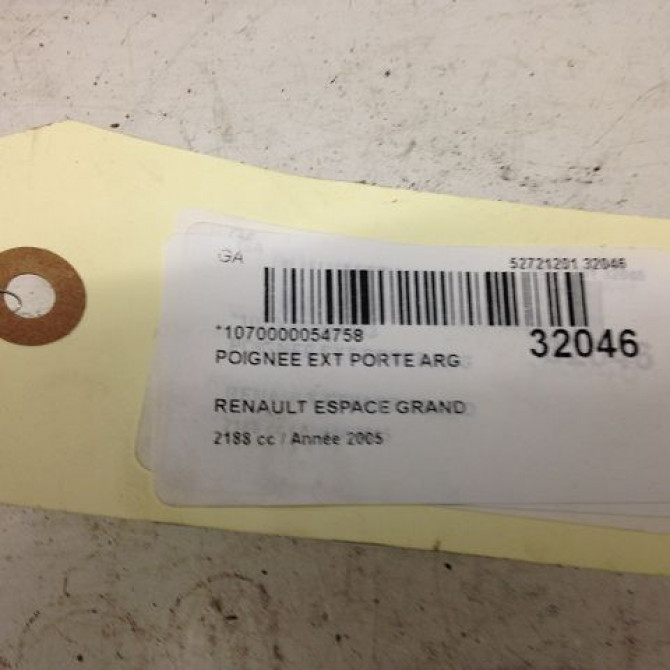 Poignee ext porte arg occasion RENAULT ESPACE IV Phase 1 09-2002->03-2006 2.2 DCI 7701472932 3