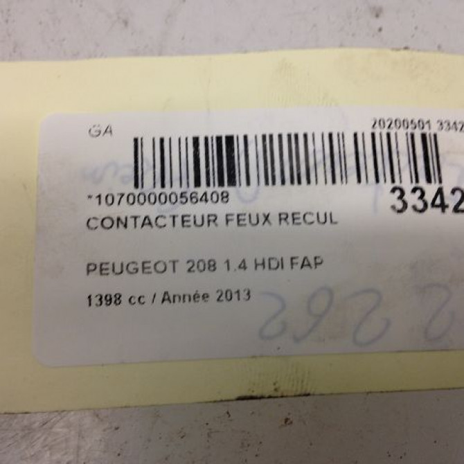 Contacteur feux recul occasion PEUGEOT 208 208 Phase 1 2012-03-01->2015-09-30 1.4 HDI 68ch 225753 3