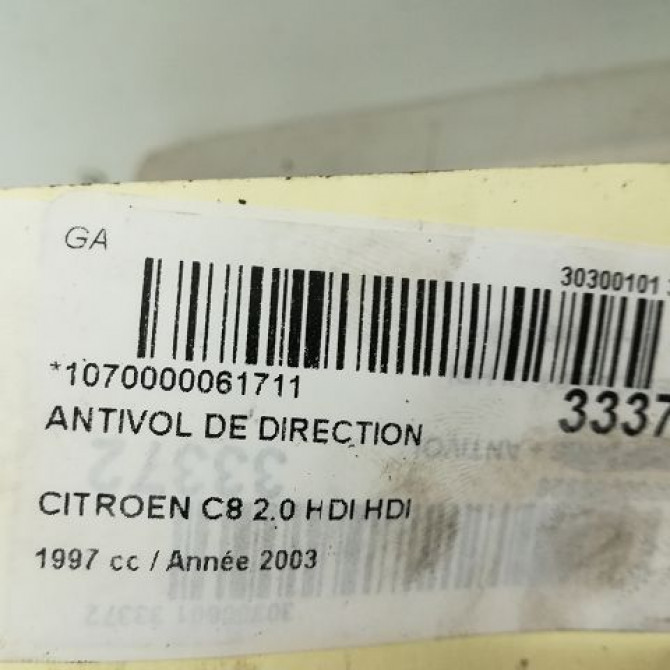 Antivol de direction occasion CITROEN C8 Phase 1 06-2002->... 2.0 HDi 16v 110ch 4162Y2 6