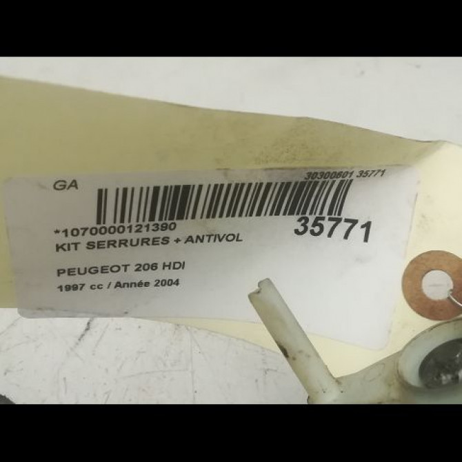 Kit serrures + antivol occasion PEUGEOT 206 Phase 2 02-2003->02-2009 2.0 HDI 90ch 4
