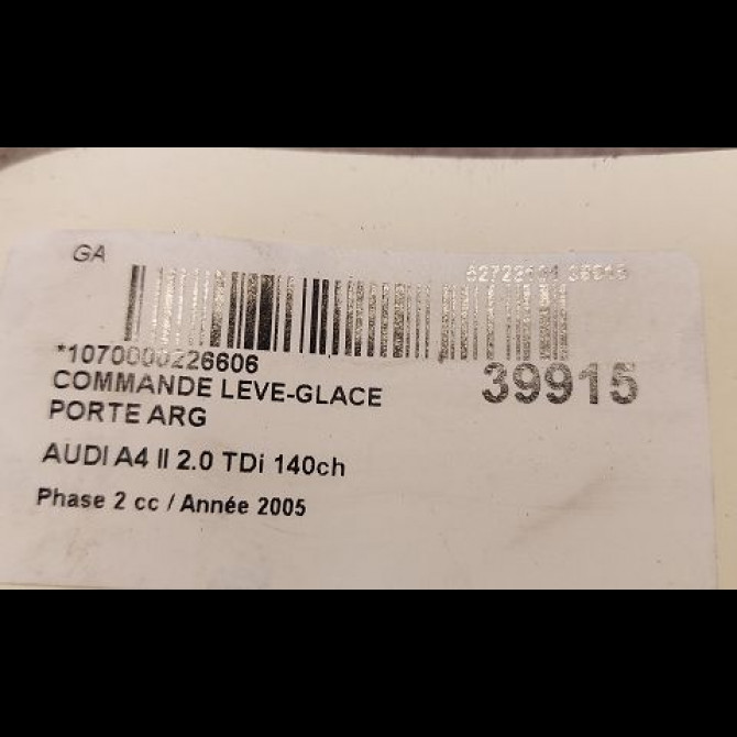 Commande leve-glace porte arrière gauche occasion AUDI A4 II Phase 2 09-2004->04-2008 2.0 TDi 140ch 8Z0959855C5PR 3
