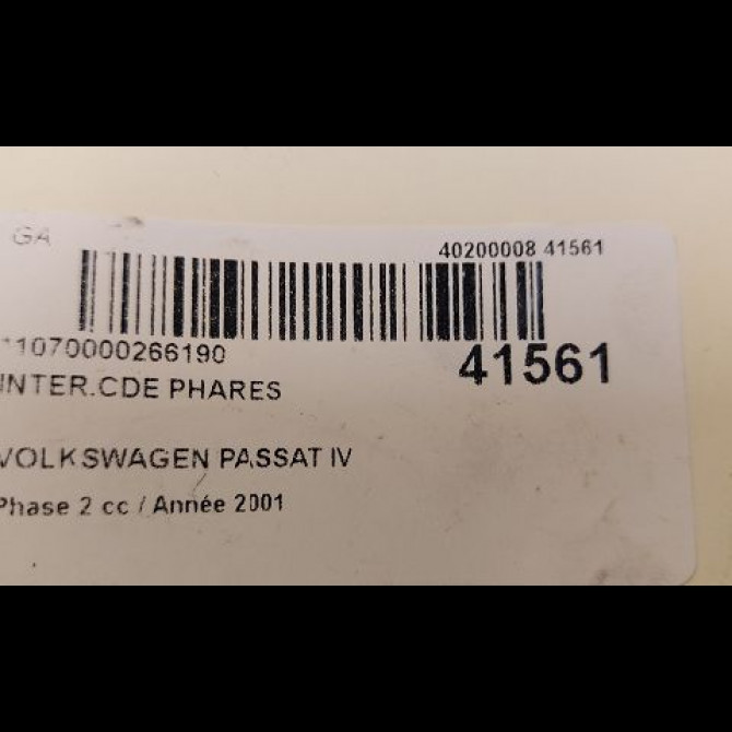 Interrupteur commande de phares occasion VOLKSWAGEN PASSAT IV Phase 2 10-2000->03-2005 1.9 TDI 130ch 1J095351301C 3