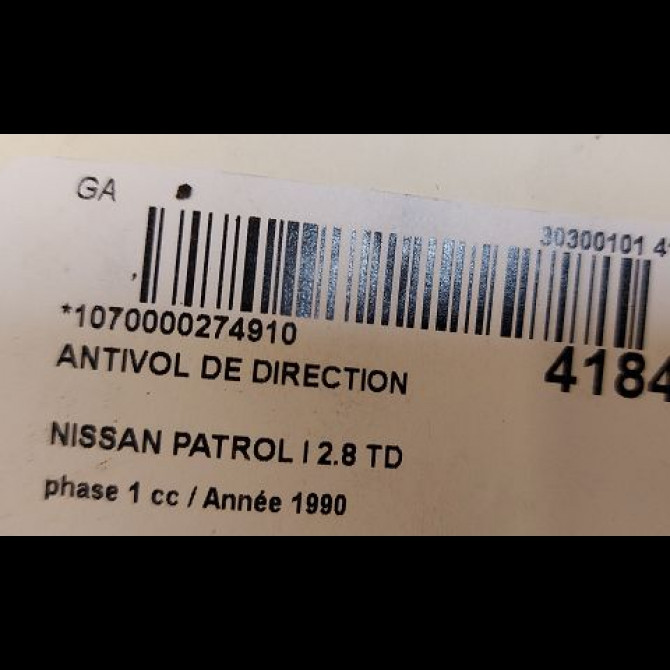 Antivol de direction occasion NISSAN PATROL I phase 1 07-1989->02-2000 2.8 TD 115ch 3