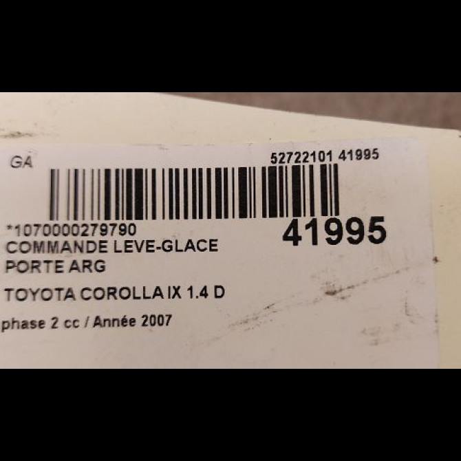 Commande leve-glace porte arrière gauche occasion TOYOTA COROLLA IX phase 2 07-2004->08-2007 1.4 D 90ch 8481002041 3