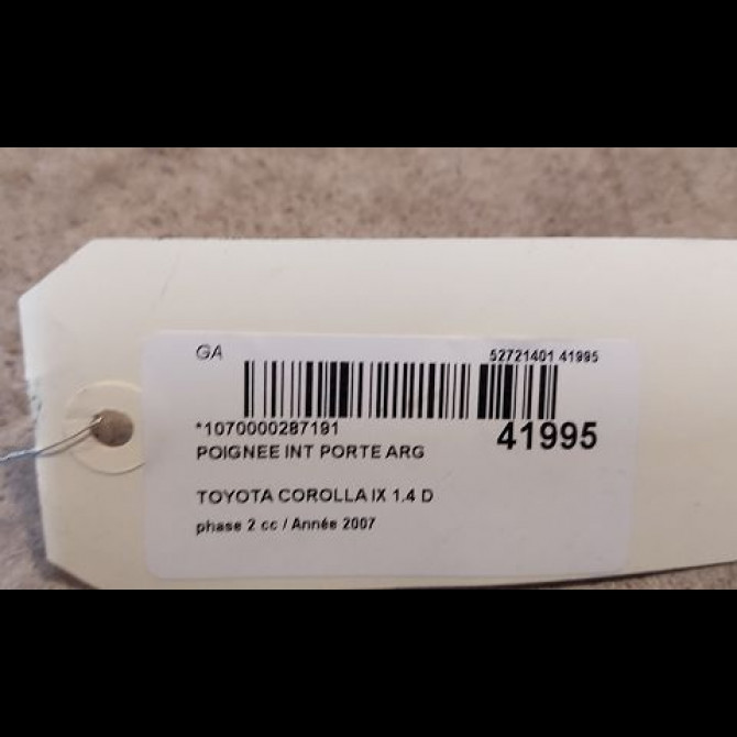 Poignee int porte arg occasion TOYOTA COROLLA IX phase 2 07-2004->08-2007 1.4 D 90ch 6920605040A0 3