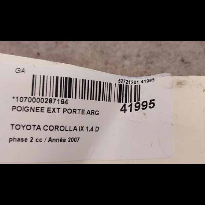 Poignee ext porte arg occasion TOYOTA COROLLA IX phase 2 07-2004->08-2007 1.4 D 90ch 6921105903 3