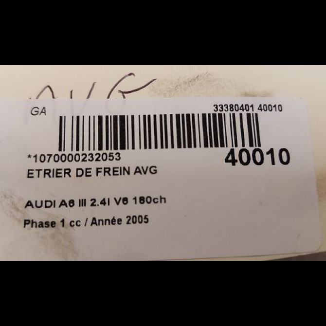 Etrier de frein avant gauche occasion AUDI A6 III Phase 1 05-2004->10-2008 2.4i V6 180ch 4B0615123 3