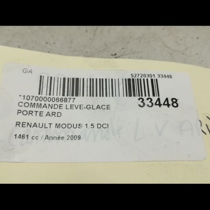 Commande leve-glace porte arrière droite occasion RENAULT MODUS Phase 1 09-2004->12-2007 1.4i 16v 8200214936 5