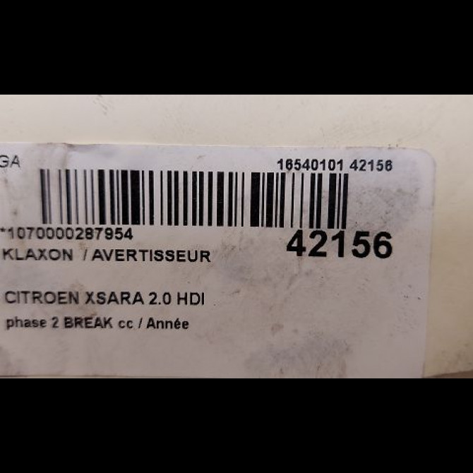 Klaxon  / avertisseur occasion CITROEN XSARA phase 2 BREAK 09-2000->12-2005 2.0 HDI 90ch 3