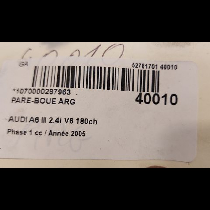 Pare-boue arrière gauche occasion AUDI A6 III Phase 1 05-2004->10-2008 2.4i V6 180ch 4F0810171D 2